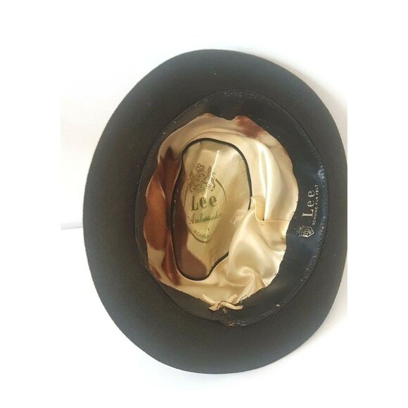 Vintage Lee Ambassador Lee Fur Felt Hat Beaver Finish Dark Green Size 7 - Picture 3 of 12